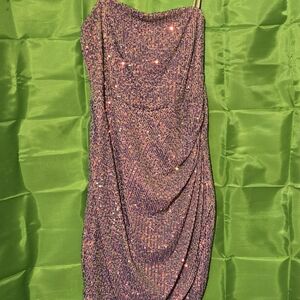 Honey and Rosie One Shoulder Purple Sequin Dress